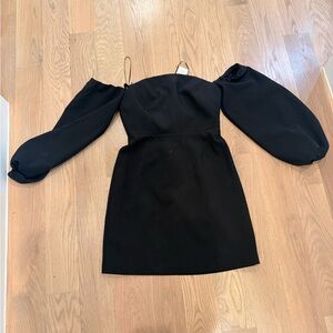 Milly New with Tags Elegant Black Off-Shoulder Long Sleeve Dress